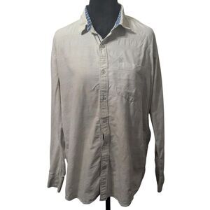 DUKE STARDUST Vintage Cream Cotton Linear Texture Shirt 42 Large